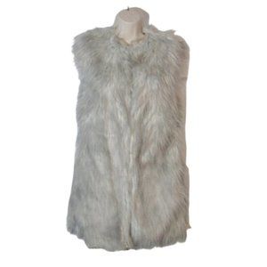 Brandon Thomas Faux Fur Vest Gray and White Women's Size Small
